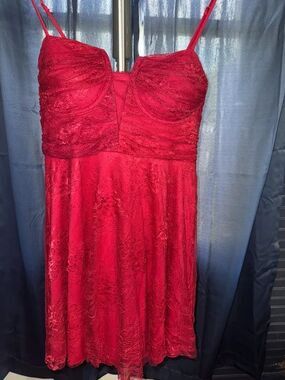 Layered with Love Scarlet Lace Mini Dress